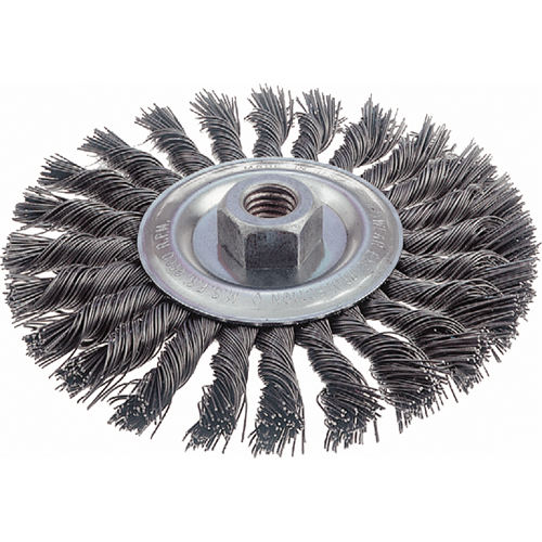 Knot Wire Wheel Brushes - Standard Twist Knot, 6" Dia., 0.023" Fill, 5/8"-11 Arbor, Steel Moffatt Supply & Specialties