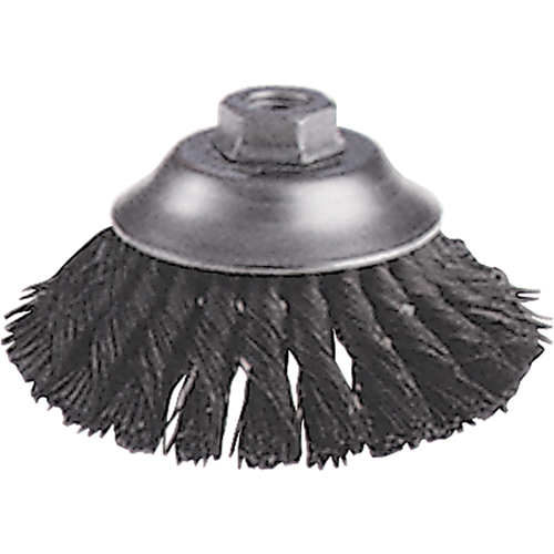 Brosses-boisseau &agrave; fils nou&eacute;s - Brosse-boisseau &eacute;vas&eacute;e, Dia. 6", Fils 0,02", Arbre 5/8"-11, Acier Moffatt Supply & Specialties