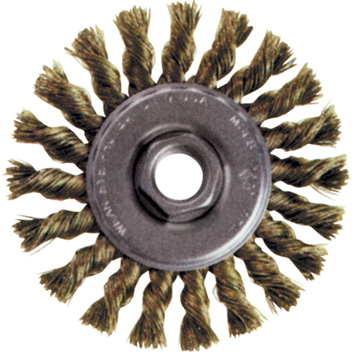 High Speed Small Grinder Knot Wire Wheel Brush, 4" Dia., 0.02" Fill, 5/8"-11 Arbor, Steel Moffatt Supply & Specialties