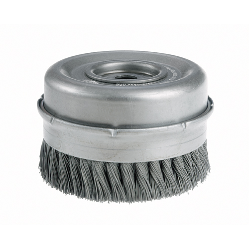 Knot Wire Cup Brushes with Bridle - Heavy-Duty, 4" Dia. x 5/8"-11 Arbor Moffatt Supply & Specialties