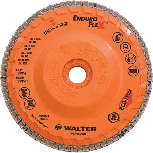 Disque &agrave; lamelles Enduro-Flex, 4-1/2" x 5/8"-11, Type 27, Grain 80, Alumine de zirconium Moffatt Supply & Specialties