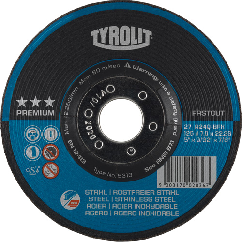 Premium 2-in-1 Grinding Wheel, 7" x 9/32", 7/8" Arbor, Type 27 Moffatt Supply & Specialties