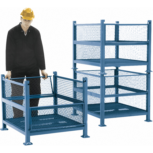 Conteneurs en m&eacute;tal grillag&eacute;, 2 panneaux repliables, Capacit&eacute; 2500 lb, 34,5" la x 40,5" p x 32,25" h Moffatt Supply & Specialties
