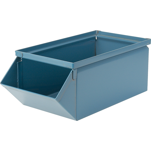 Steel Bin, 100 lbs. Cap., 7-1/2" W x 15-1/2" D x 6" H, Blue Moffatt Supply & Specialties