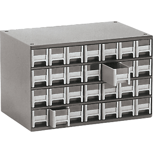 Modular Parts Cabinets, Steel, 28 Drawers, 17" x 10-9/16" x 2-2/16", Grey Moffatt Supply & Specialties