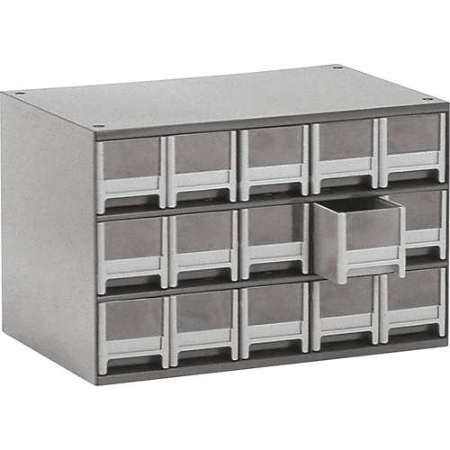 Modular Parts Cabinets, Steel, 15 Drawers, 17" x 10-9/16" x 3-1/16", Grey Moffatt Supply & Specialties