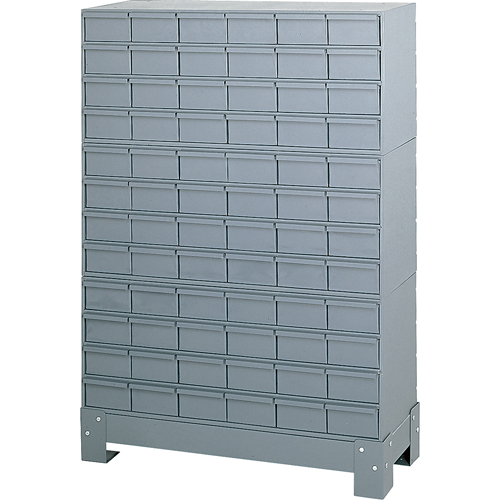 Industrial Drawer Cabinet With Base, 72 Drawers, 34-1/8" W x 12-1/4" D x 48-1/8" H, Grey Moffatt Supply & Specialties