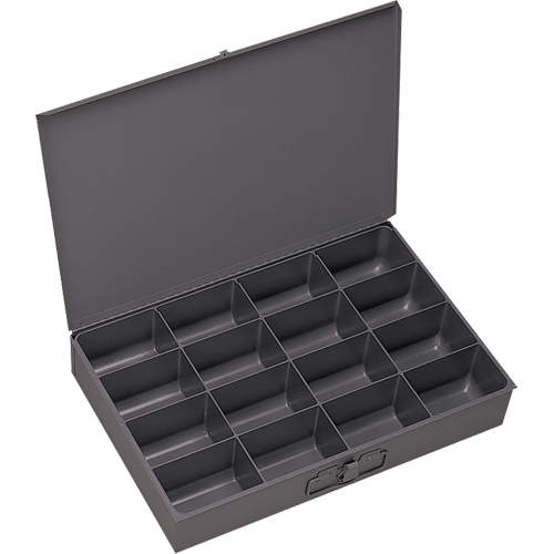 Compartment Scoop Boxes, Steel, 16 Slots, 13-3/8" W x 9-1/4" D x 2" H, Grey Moffatt Supply & Specialties