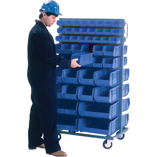Double-Sided Mobile Bin Rack, Double-sided, 96 bins, 36" W x 24" D x 63" H Moffatt Supply & Specialties