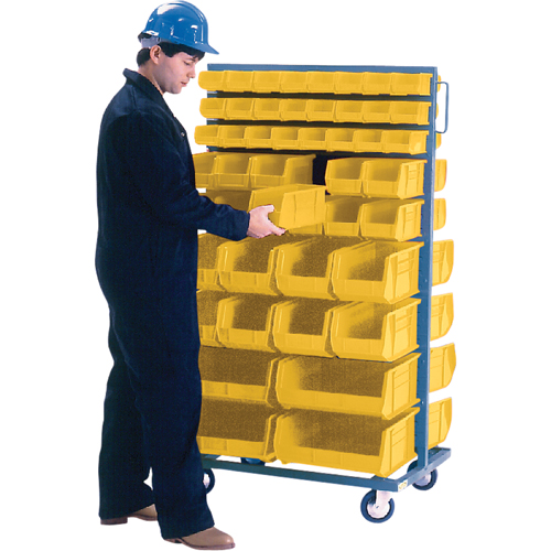 Double-Sided Mobile Bin Rack, Double-sided, 96 bins, 36" W x 24" D x 63" H Moffatt Supply & Specialties