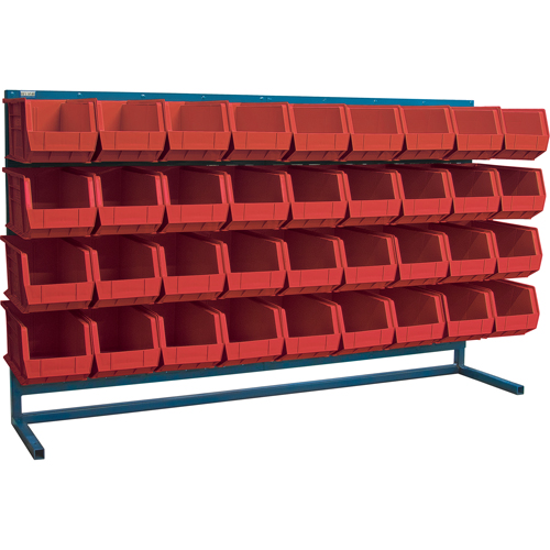 Louvered Rack with Bins, 36 Bins, 72" W x 15" D x 40" H Moffatt Supply & Specialties