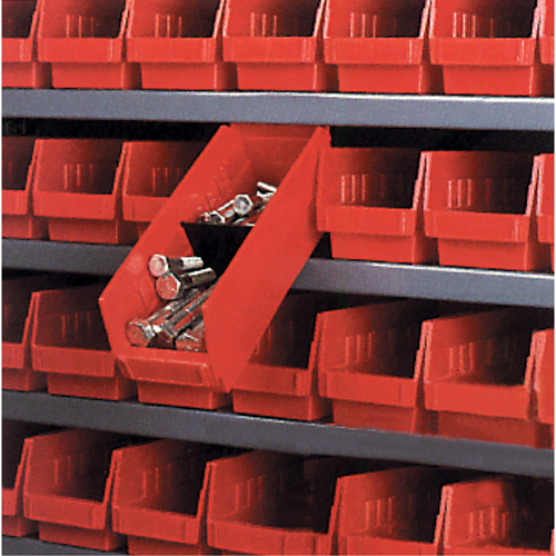 Shelf Bins, 11-1/8" W x 4" H x 23-5/8" D, Red, 50 lbs. Capacity Moffatt Supply & Specialties