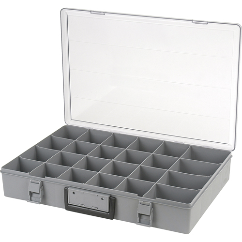 Compartment Case, Plastic, 24 Slots, 18-1/2" W x 13" D x 3" H, Grey Moffatt Supply & Specialties
