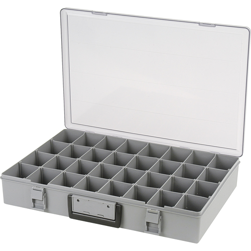Compartment Case, Plastic, 32 Slots, 18-1/2" W x 13" D x 3" H, Grey Moffatt Supply & Specialties