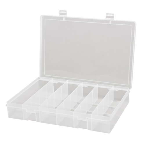 Compact Polypropylene Compartment Cases, 13-1/8" W x 9" D x 2-5/16" H, 6 Compartments Moffatt Supply & Specialties