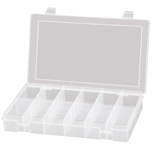 Compact Polypropylene Compartment Cases, 11" W x 6-3/4" D x 1-3/4" H, 12 Compartments Moffatt Supply & Specialties