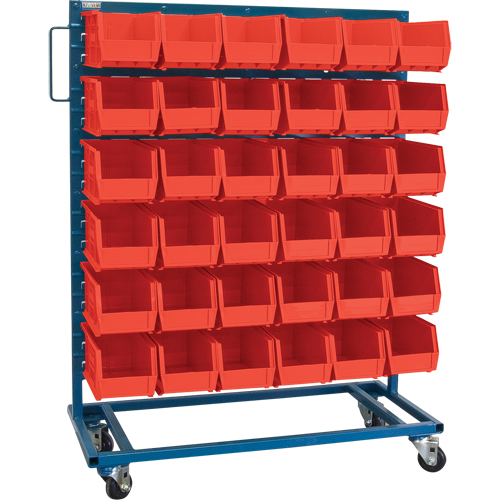 Single-Sided Mobile Bin Rack, Single-sided, 36 bins, 36" W x 16" D x 46-1/2" H Moffatt Supply & Specialties