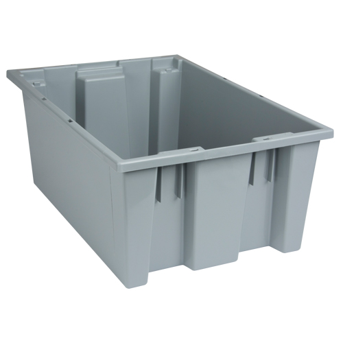 Stack & Nest Totes, 8" x 19.5" x 13.5", Grey Moffatt Supply & Specialties