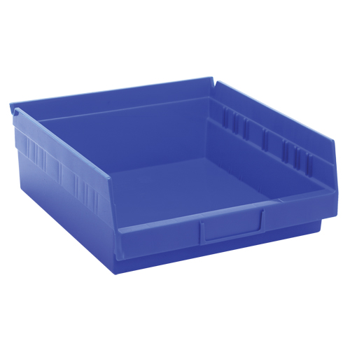 Shelf Bins, 11-1/8" W x 4" H x 11-5/8" D, Blue, 30 lbs. Capacity Moffatt Supply & Specialties