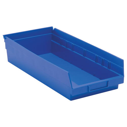Bacs de rangement pour tablettes, 8-3/8" la x 4" H x 17-7/8" p, Bleu, Capacit&eacute; 40 lb Moffatt Supply & Specialties