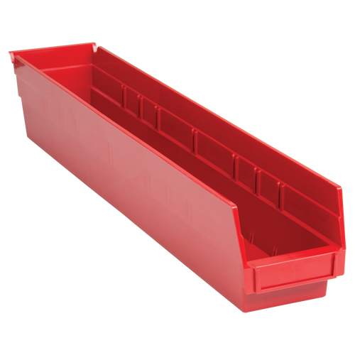 Bacs de rangement pour tablettes, 4-1/8" la x 4" H x 23-5/8" p, Rouge, Capacit&eacute; 50 lb Moffatt Supply & Specialties