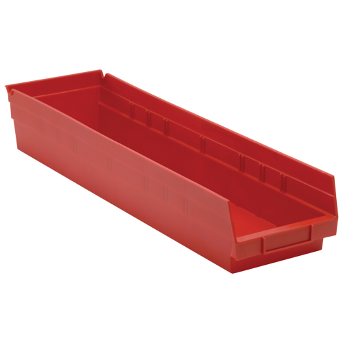 Bacs de rangement pour tablettes, 6-5/8" la x 4" H x 23-5/8" p, Rouge, Capacit&eacute; 50 lb Moffatt Supply & Specialties