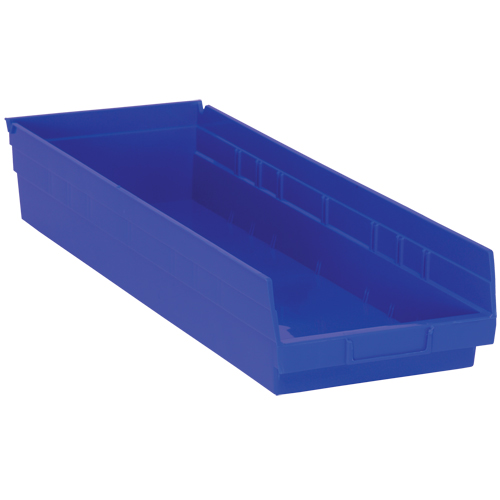 Bacs de rangement pour tablettes, 8-3/8" la x 4" H x 23-5/8" p, Bleu, Capacit&eacute; 50 lb Moffatt Supply & Specialties