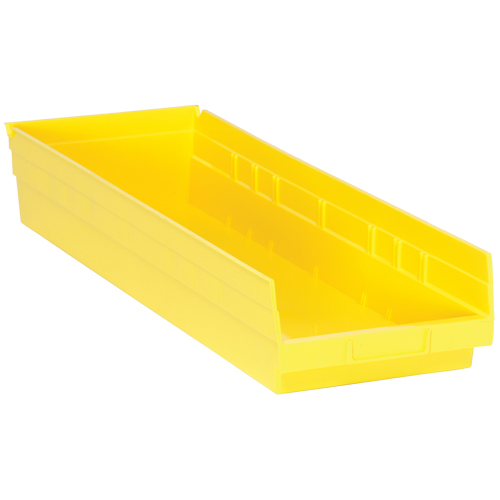 Shelf Bins, 8-3/8" W x 4" H x 23-5/8" D, Yellow, 50 lbs. Capacity Moffatt Supply & Specialties