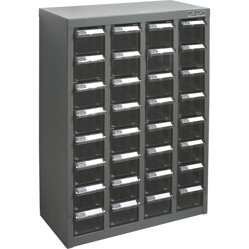 KPC-500 Parts Cabinet, Galvanized Steel, 32 Drawers, 18-1/10" x 8-7/10" x 25-3/5", Grey Moffatt Supply & Specialties