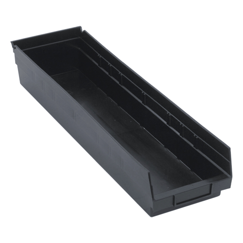 Economy Shelf Bin, 6-5/8" W x 4" H x 23-5/8" D, Black Moffatt Supply & Specialties