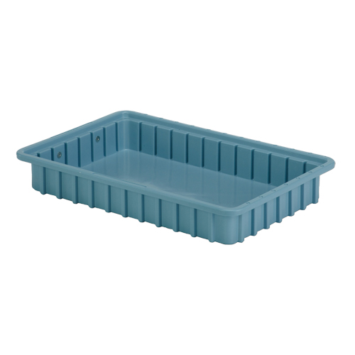 Divider Box&reg; Containers, Polyethylene, 16.5" W x 10.9" D x 2.5" H, Light Blue Moffatt Supply & Specialties