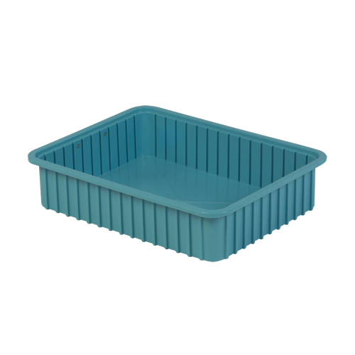 Divider Box&reg; Containers, Polyethylene, 22.4" W x 17.4" D x 5" H, Light Blue Moffatt Supply & Specialties
