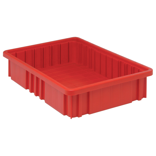 Divider Box&reg; Containers, Plastic, 16.5" W x 10.9" D x 3.5" H, Red Moffatt Supply & Specialties