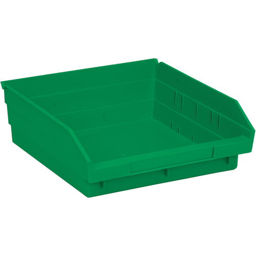 Shelf Bins, 11-1/8" W x 4" H x 11-5/8" D, Green, 30 lbs. Capacity Moffatt Supply & Specialties