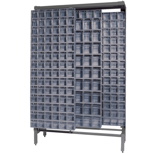 Syst&egrave;me de stockage &agrave; glissi&egrave;re &agrave; bacs basculants autonome, 48" la x 18" p x 77" h, 303 tiroirs Moffatt Supply & Specialties