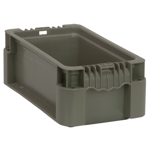 Collapsible Stacking Container, 7" W x 12" D x 5" H, Grey Moffatt Supply & Specialties