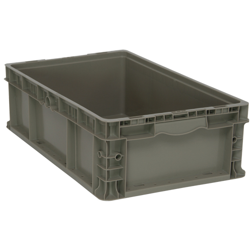 Collapsible Stacking Container, 15" W x 24" D x 7.5" H, Grey Moffatt Supply & Specialties