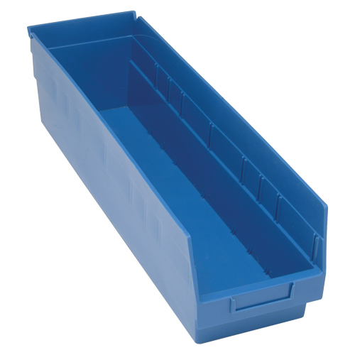 Bacs en plastique pour &eacute;tag&egrave;res Store More, 6-5/8" la x 6" H x 23-5/8" p, Bleu, Capacit&eacute; 90 lb Moffatt Supply & Specialties
