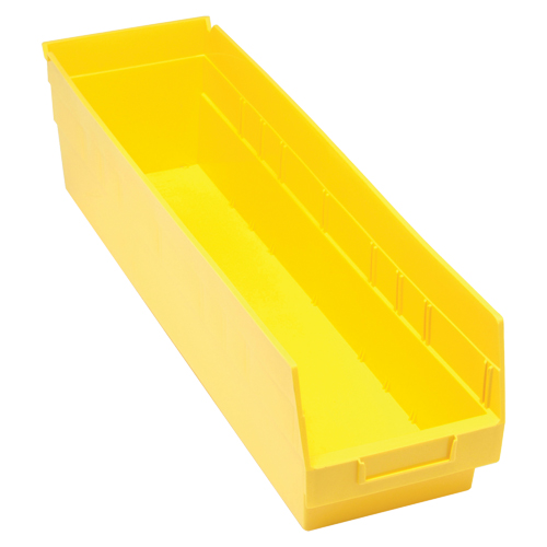 Store More Plastic Shelf Bins, 6-5/8" W x 6" H x 23-5/8" D, Yellow, 90 lbs. Capacity Moffatt Supply & Specialties