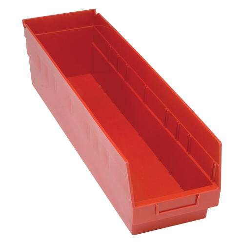 Bacs en plastique pour &eacute;tag&egrave;res Store More, 6-5/8" la x 6" H x 23-5/8" p, Rouge, Capacit&eacute; 90 lb Moffatt Supply & Specialties
