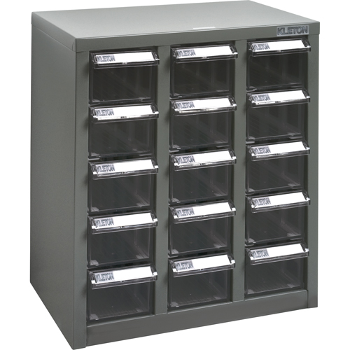 KPC-500 Parts Cabinet, Steel, 15 Drawers, 14" x 8-2/3" x 16-1/3", Grey Moffatt Supply & Specialties
