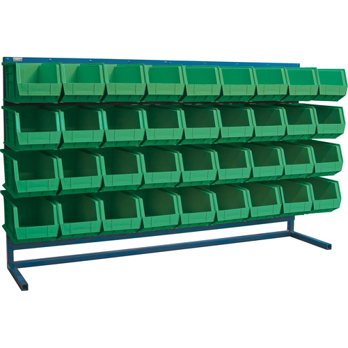 Louvered Rack with Bins, 36 Bins, 72" W x 15" D x 40" H Moffatt Supply & Specialties