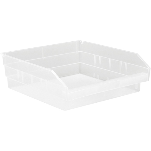 Shelf Bins, 11-1/8" W x 4" H x 11-5/8" D, Clear, 30 lbs. Capacity Moffatt Supply & Specialties