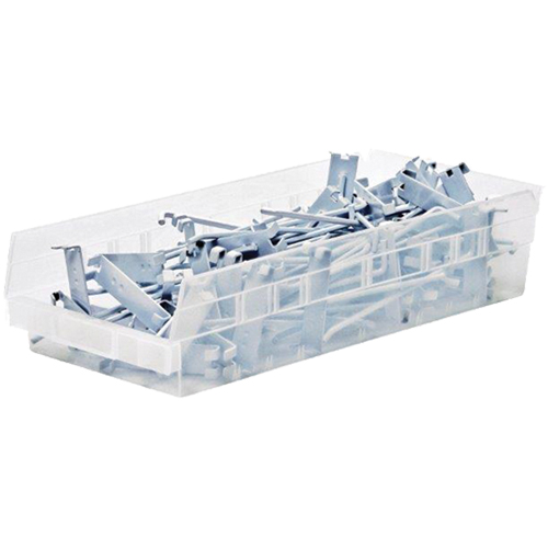 Shelf Bins, 6-5/8" W x 4" H x 23-5/8" D, Clear, 50 lbs. Capacity Moffatt Supply & Specialties