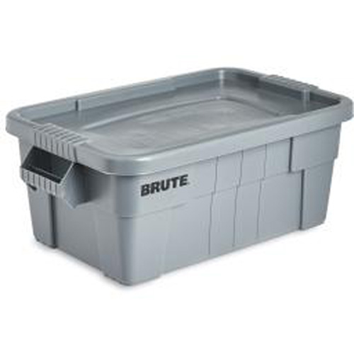 Brute Storage Tote with Lid, 27.88” D x 16.5” W x 10.7" H, 112 llbs. Capacity, Grey Moffatt Supply & Specialties