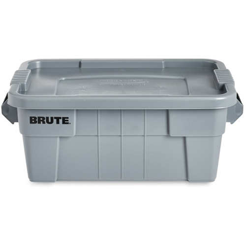 Brute Storage Tote with Lid, 27.88” D x 16.5” W x 10.7" H, 112 llbs. Capacity, Grey Moffatt Supply & Specialties