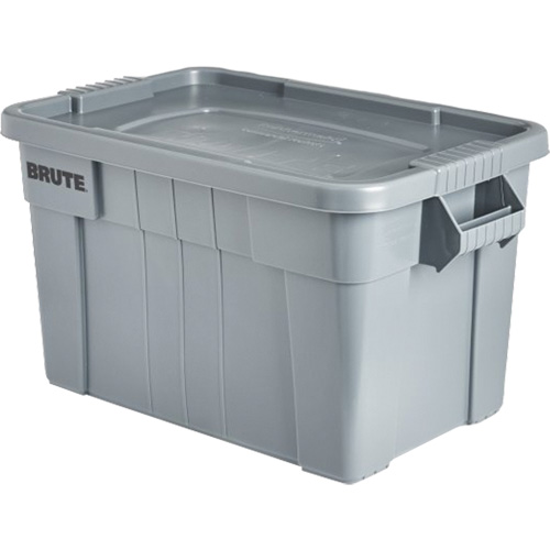 Brute Storage Tote with Lid, 27.88” D x 17.38” W x 15.13” H, 160 lbs. Capacity, Grey Moffatt Supply & Specialties