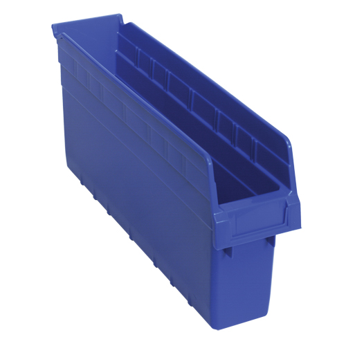 Store-Max Shelf Bins, 4-3/8" W x 8" H x 17-7/8" D, Blue, 56 lbs. Capacity Moffatt Supply & Specialties
