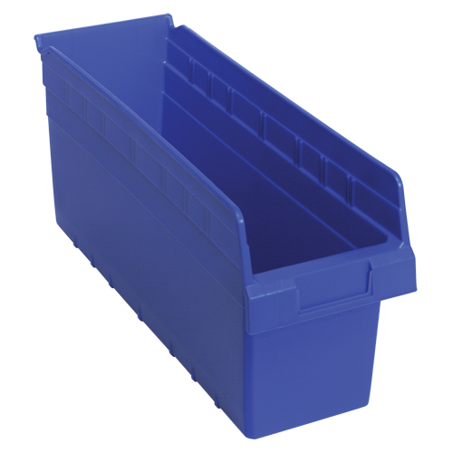 Store-Max Shelf Bins, 6-5/8" W x 8" H x 17-7/8" D, Blue, 56 lbs. Capacity Moffatt Supply & Specialties