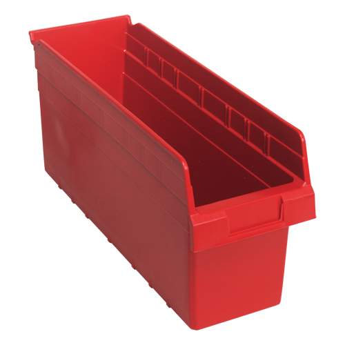 Store-Max Shelf Bins, 6-5/8" W x 8" H x 17-7/8" D, Red, 56 lbs. Capacity Moffatt Supply & Specialties